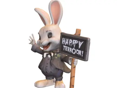 Creepy Bunnys Figurine Low-poly 3D model
