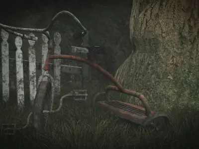 Low Poly 3D model cycle  Old Tricycle 3D models Low-poly 3D model