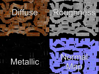 Geometric Wireframe Model Pack with Rust Texture Low-poly 3D model