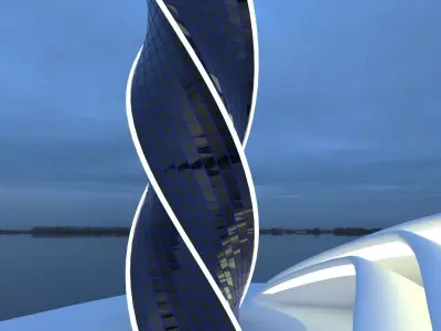 futuristic building Low-poly 3D model