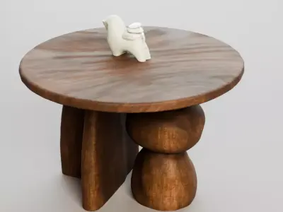 Sculptural Wooden Table 3D model