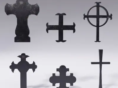 Cross symbols set 3d model  Low-poly 3D model
