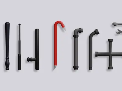 Low poly Blunt Weapons Low-poly 3D model