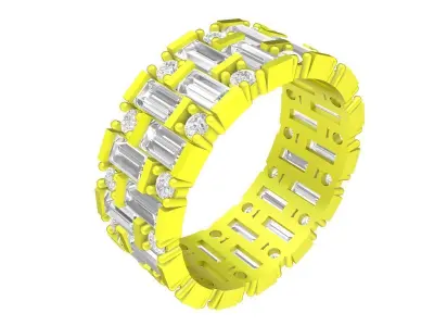 Luxury Baguette Diamond Band Ring 3D Model 4437 3D print model