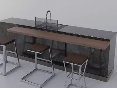 Kitchen countertop islands collection 3D model