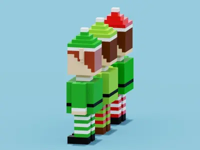 Voxel Elf Collection Low-poly 3D model