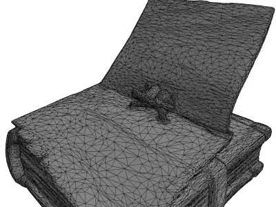 Fantasy Magic Spellbook with Scroll Low-poly 3D model