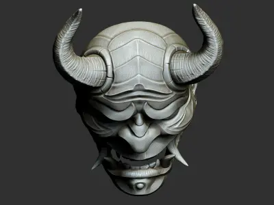 Traditional Japanese Hannya Mask   Oni Mask Samurai Mask  3D print model