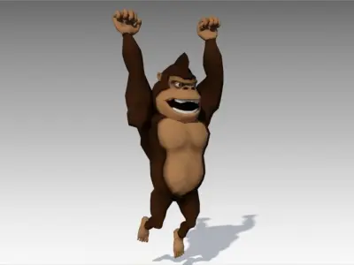 Gorilla Toon Animated Low-poly 3D model