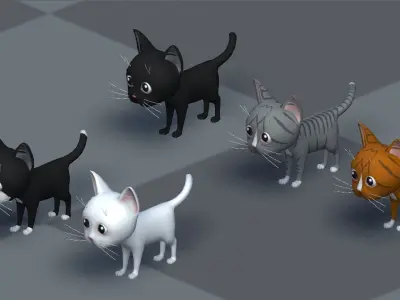Cute Kitten Tito Low-poly 3D model