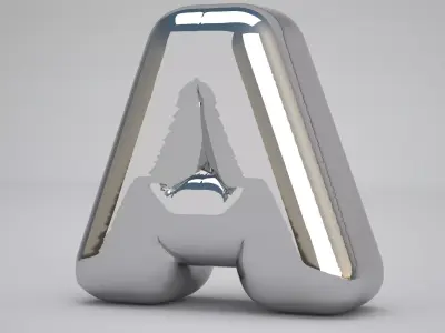 Silver A Balloon 3D model