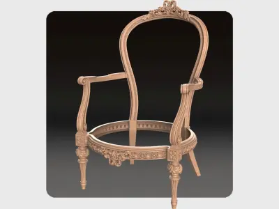 Carved  single sofa for cnc 15 3D model