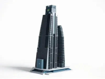 Futuristic Skyscraper Architectural Design Low-poly 3D model purchase