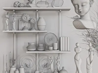 decorative set 62 Low-poly 3D model