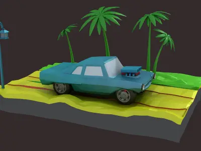 low poly car Cartoon Car collection toon vehicle  sport  3D model