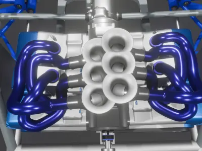 race car chassis-suspension-engine 3D model