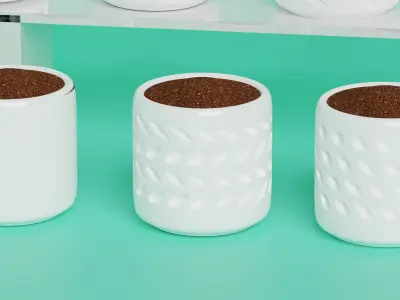 flower pot set 3D model