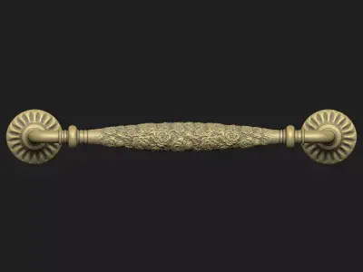 classic pull handle decor floral art laser texture royal 3D print model