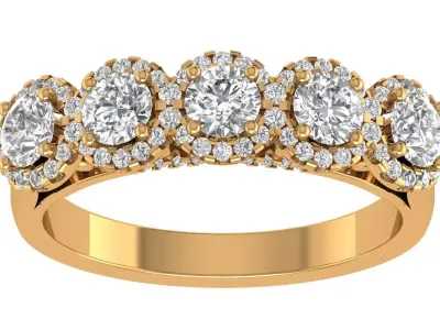 Round Halo  Diamond Ring 3D print model