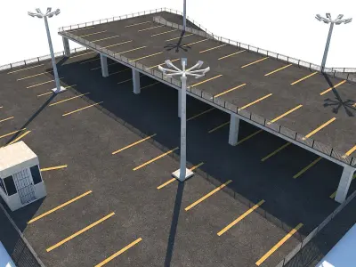 Two-Storey City Parking Lot Low-poly 3D model