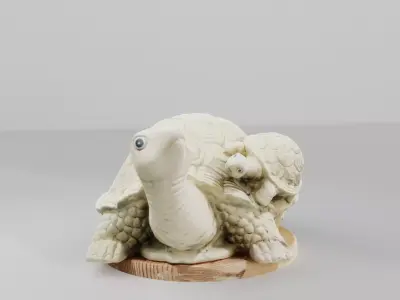 Turtle scuplture with baby Low-poly 3D model