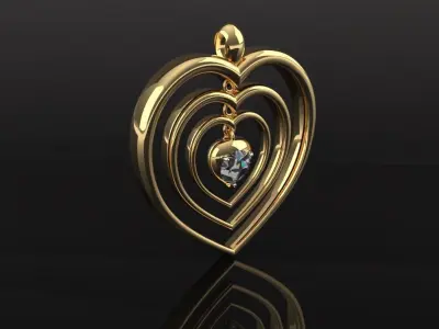 Dancing hearts Pendant 3D print model