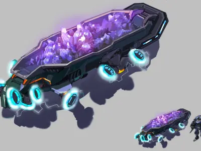 Space-mine field-running business car 3D model