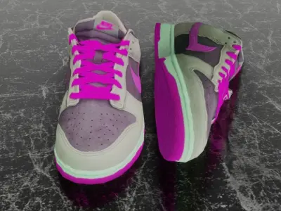 NIKE DUNK 3D SHOES - PURPLE Low-poly 3D model