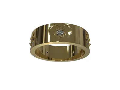 heart diamond  ring  3D print model