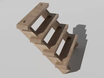 Wooden Steps Low-Poly  3D Model Free low-poly 3D model