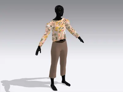 Woman Cloth Dress Low-poly 3D model 7