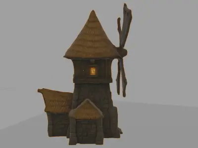Windmill Haven  Low-Poly Stylized 3D Scene for Games Low-poly 3D model