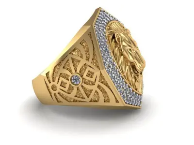 Gold Lion Ring 3D print model