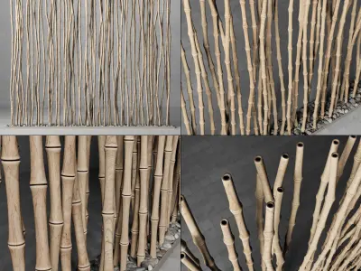 Bamboo thin branch decor n3  3D model