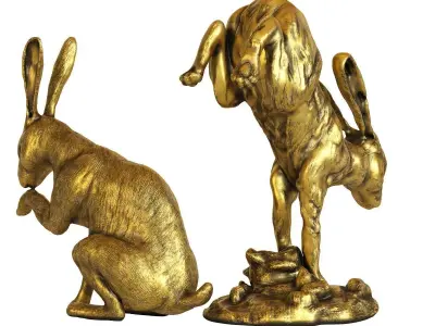 Hares Figurine Set Two 3D model