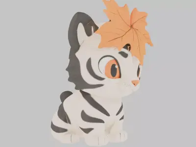 Autumn Tiger Cub Low-poly 3D model