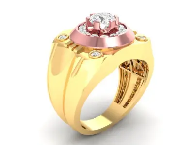 Luxury Round Cluster Signet Ring for Men  174 3D print model