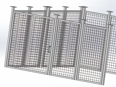 Guardrails metal cage with two doors on each side 3D model