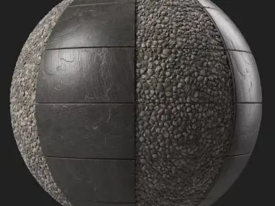 Tile Materials 38- Slate Stone Tiling By Gravel Sbsar Pbr 4k  Texture