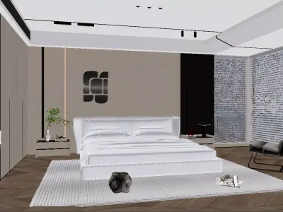 Modern Minimalist Bedroom 3D model