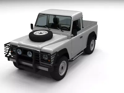 Land Rover Defender 90 Pick Up w interior 3D model