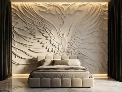 modern panel wall decor set relief stl mural CNC 268  3D model