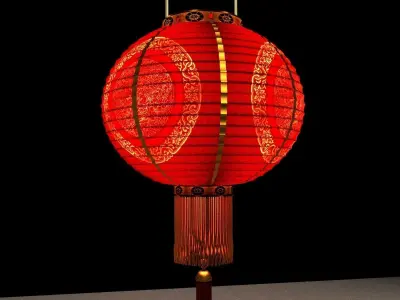 Chinese Red Lantern 3D model 11