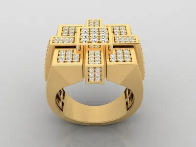 Ring M34 Mens luxury ring with gem 3D print model