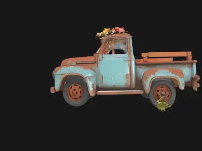 Rustic Relic Vintage Car Weathered 3D Model Low-poly 3D model