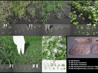 Realistic Grass Pack 02 - Unreal Engine 4  Low-poly 3D model