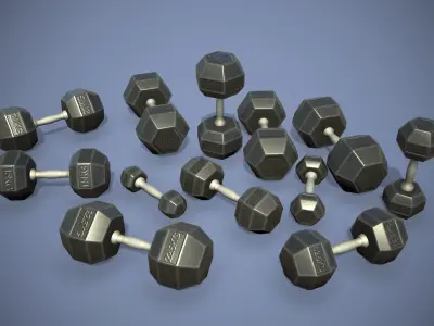 Lowpoly Dumbbell Rack Set - Sport Pack  Low-poly 3D model