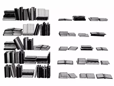 Books magazines set Low-poly 3D model