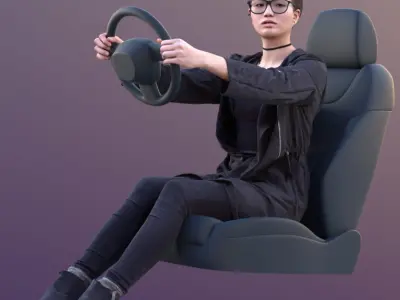 Laura 10566 - Driving Casual Woman Low-poly 3D model