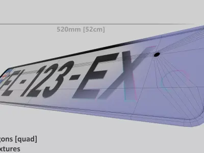Standart License Plate  Low-poly 3D model